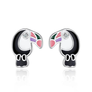 TrustDavis 925 Sterling Silver Birds Stud Earrings Gift For Women Girls Lady