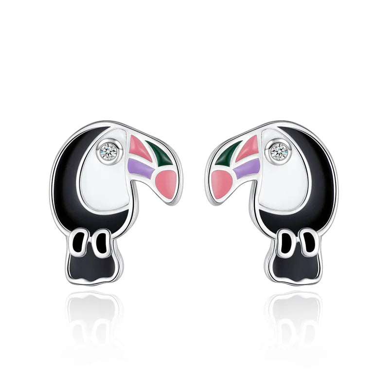 TrustDavis 925 Sterling Silver Birds Stud Earrings Gift For Women Girls Lady