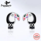 TrustDavis 925 Sterling Silver Birds Stud Earrings Gift For Women Girls Lady