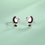 TrustDavis 925 Sterling Silver Birds Stud Earrings Gift For Women Girls Lady