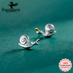 TrustDavis 925 Silver Snail Stud Earrings Gift For Women Girls Lady DF350
