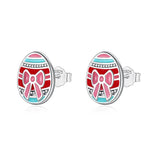 Davis 925 Sterling Silver Easter Eggs Stud Earrings For Women Girls