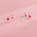 TrustDavis 925 Silver Pink Flamingo Stud Earrings For Girls