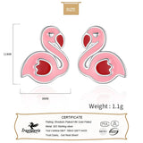 TrustDavis 925 Silver Pink Flamingo Stud Earrings For Girls