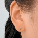 925 Silver Plane Aircraft CZ Stud Earrings Women Children Baby Jewelry