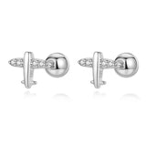 925 Silver Plane Aircraft CZ Stud Earrings Women Children Baby Jewelry