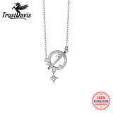 TrustDavis 925 Sterling Silver Sweet Planet Universe CZ Necklace For Women
