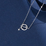 TrustDavis 925 Sterling Silver Sweet Planet Universe CZ Necklace For Women