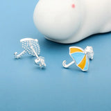Davis 925 Sterling Silver Umbrella Charm Stud Earrings For Women Girls