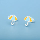 Davis 925 Sterling Silver Umbrella Charm Stud Earrings For Women Girls