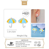 Davis 925 Sterling Silver Umbrella Charm Stud Earrings For Women Girls
