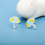 Davis 925 Sterling Silver Umbrella Charm Stud Earrings For Women Girls