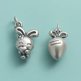 TrustDavis 925 Sterling Silver Sweet Rabbit Carrot Pendant DIY Bracelet Necklace