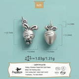 TrustDavis 925 Sterling Silver Sweet Rabbit Carrot Pendant DIY Bracelet Necklace