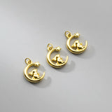 925 Sterling Silver Rabbit Moon Charm Pendant DIY Necklace Bracelet Jewelry