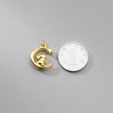 925 Sterling Silver Rabbit Moon Charm Pendant DIY Necklace Bracelet Jewelry