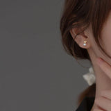 Sweet Rabbit Synthesis Pearl CZ Stud Earrings For Daughter Student