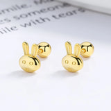 TrustDavis 925 Silver Rabbit Earrings for Daughter Birthday Gift