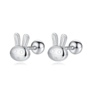TrustDavis 925 Silver Rabbit Earrings for Daughter Birthday Gift