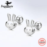 TrustDavis 925 Silver Rabbit Earrings for Daughter Birthday Gift