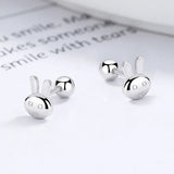 TrustDavis 925 Silver Rabbit Earrings for Daughter Birthday Gift