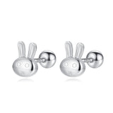 TrustDavis 925 Silver Rabbit Earrings for Daughter Birthday Gift