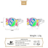 Real 925 Sterling Silver Rainbow Candy CZ Stud Earrings For Girls