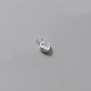 TrustDavis 925 Silver CZ Heart Pendant DIY Necklace Fine Jewelry