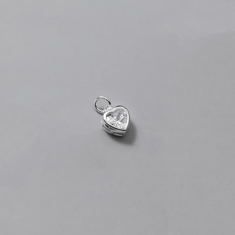 TrustDavis 925 Silver CZ Heart Pendant DIY Necklace Fine Jewelry