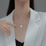 TrustDavis 925 Silver Romantic Heart Clavicle Necklace Wedding Jewelry