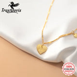 TrustDavis 925 Silver Romantic Heart Clavicle Necklace Wedding Jewelry