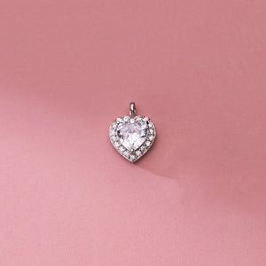 TrustDavis 925 Silver Romantic Heart CZ Pendant Necklace DIY Jewelry HY846