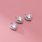 TrustDavis 925 Silver Romantic Heart CZ Pendant Necklace DIY Jewelry HY846