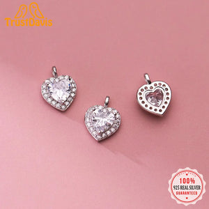 TrustDavis 925 Silver Romantic Heart CZ Pendant Necklace DIY Jewelry HY846