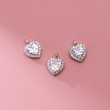 TrustDavis 925 Silver Romantic Heart CZ Pendant Necklace DIY Jewelry HY846