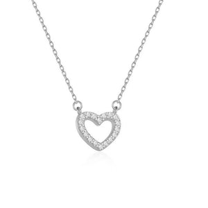 TrustDavis 925 Silver Heart CZ Pendant Short Necklace Women Wedding Jewelry