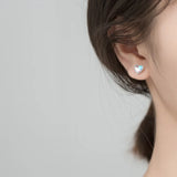 TrustDavis 925 Sterling Silver Heart CZ Stud Earrings