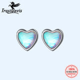 TrustDavis 925 Sterling Silver Heart CZ Stud Earrings