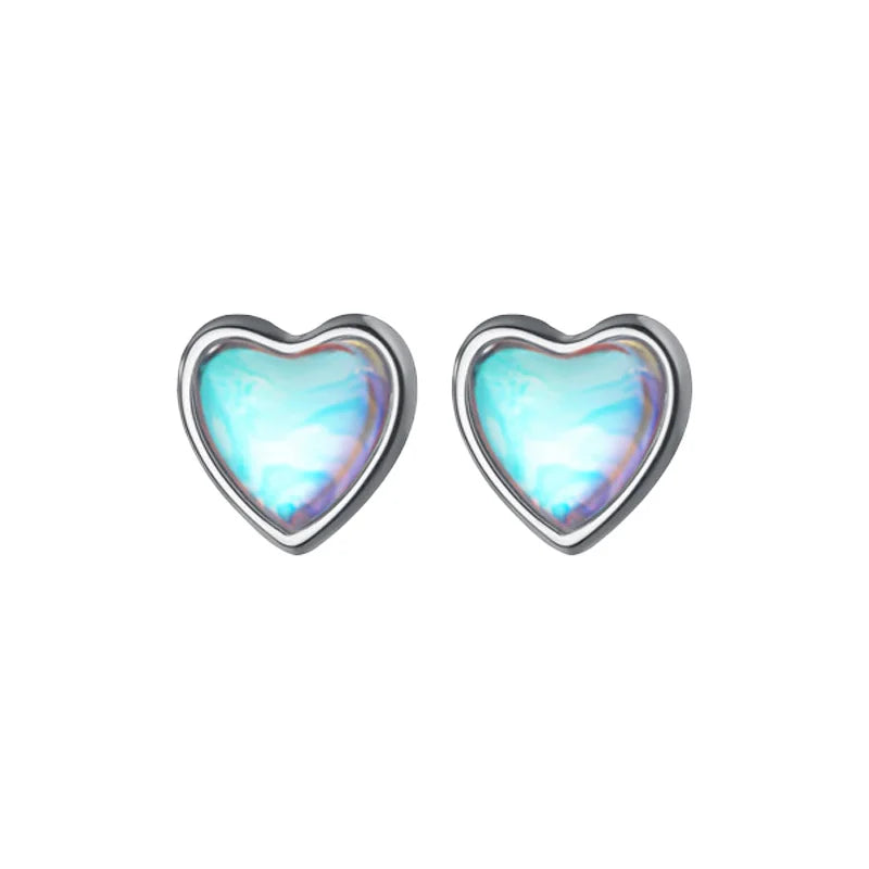 TrustDavis 925 Sterling Silver Heart CZ Stud Earrings