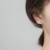 TrustDavis 925 Sterling Silver Heart CZ Stud Earrings