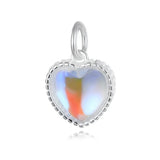Real 925 Sterling Silver Opal Heart Pendant DIY Necklace Accessories