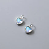 Real 925 Sterling Silver Opal Heart Pendant DIY Necklace Accessories