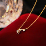TrustDavis 925 Silver Rose Flower CZ Pendant Necklace For Women