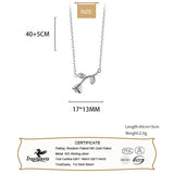 TrustDavis 925 Silver Rose Flower CZ Pendant Necklace For Women