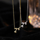 TrustDavis 925 Silver Rose Flower CZ Pendant Necklace For Women