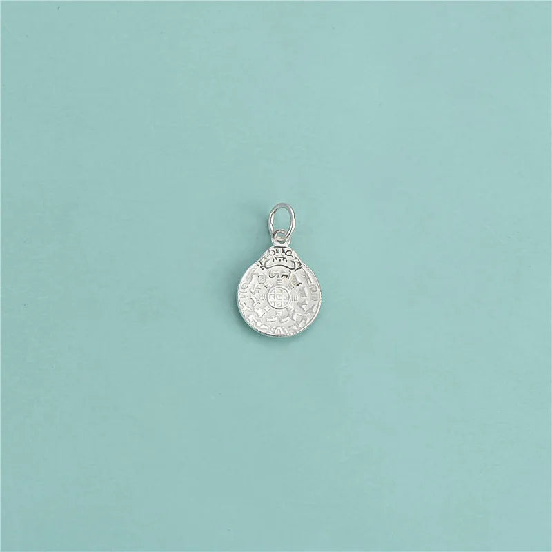 TrustDavis 925 Silver Round Card Pendant for Necklace Bracelet DZ720