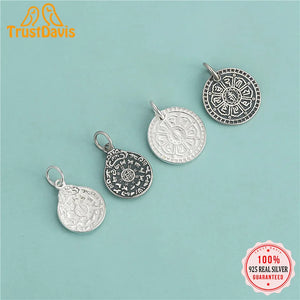 TrustDavis 925 Silver Round Card Pendant for Necklace Bracelet DZ720