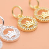 TrustDavis Crown CZ Charms Pendant For Bracelet Necklace DIY Accessories