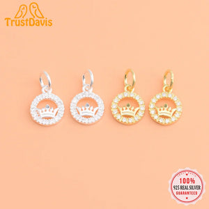 TrustDavis Crown CZ Charms Pendant For Bracelet Necklace DIY Accessories