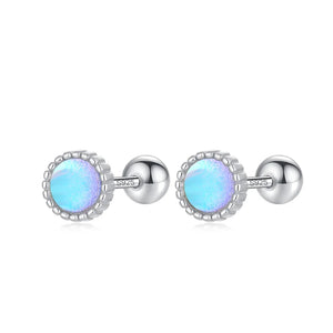 Davis 925 Silver Moonstone Screw Earrings For Women Girls